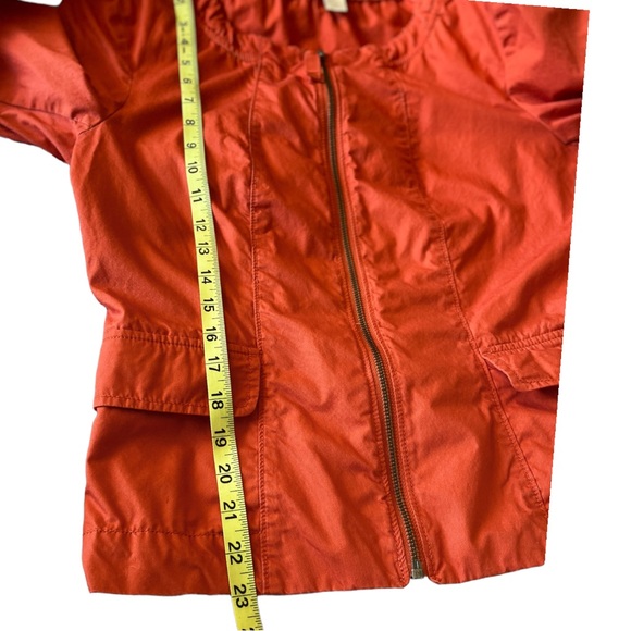 Ann Taylor LOFT Peplum Jacket Coral Red Orange Lightweight Unlined Zip sz M - Picture 10 of 11